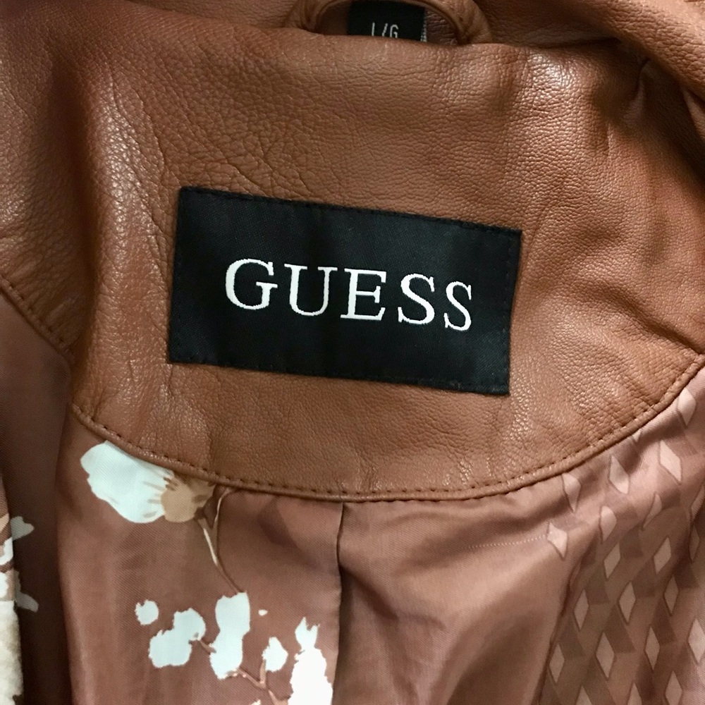 GUESS Women's Brown faux Leather Jacket - Picture 3 of 3